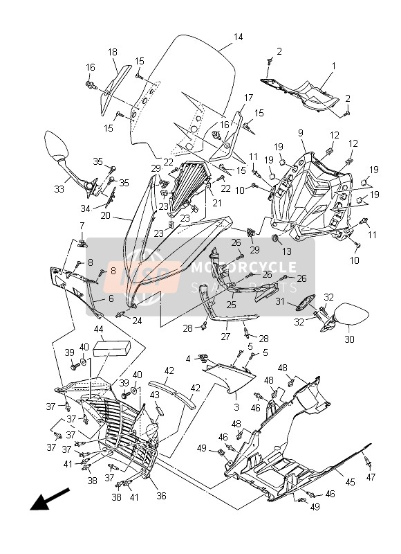 Yamaha XP500 2015 WINDSCHILD für ein 2015 Yamaha XP500